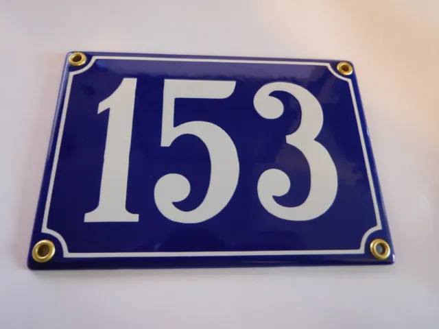 Antique French Blue  Genuine Enamel Porcelain House Door Number Sign / Plate 153
