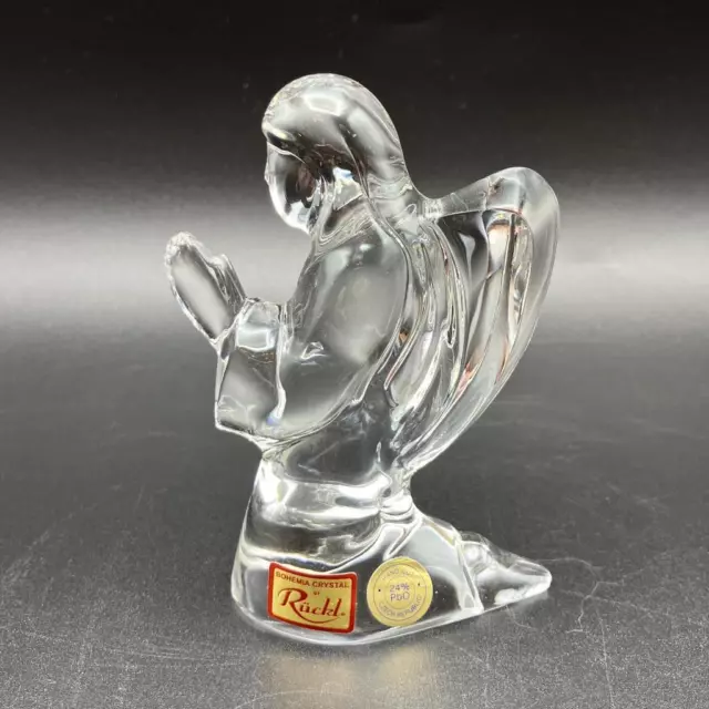 Rückl Bavaria Clear Lead Crystal Praying Angel Glass Figurine Czech Republic