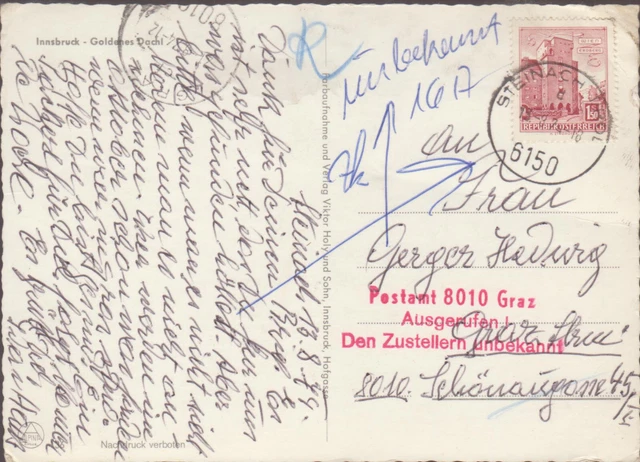 1 schöne Österreichische Ak: Irrläufer, gelaufen: 1974