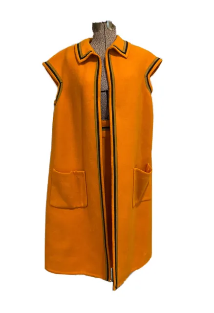 Vintage Arnold Scassi Pencil Skirt Cape Set Orange Cape Short Sleeve Outerwear