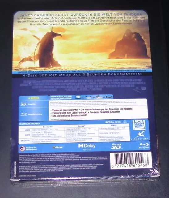 Avatar The Way Of Water 3D Limitierte Steelbook Doppel 3D Blu Ray +2 Blu Ray Neu 2