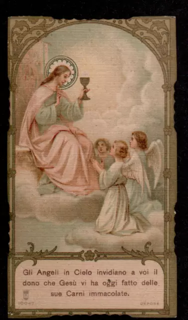 Santino Holy Card SANTA LEGA EUCARISTICA  n° 10042 GLI ANGELI IN CIELO CROMO