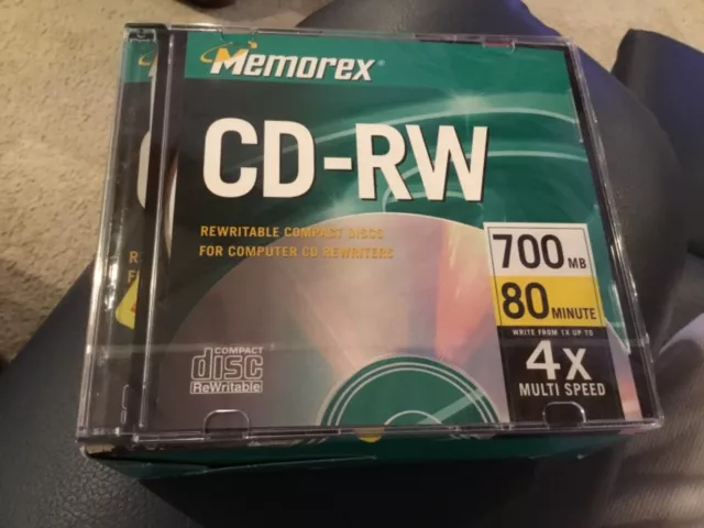 Memorex CD-RW 10 Pack 4 X 80 Min 700 MB Rewritable Compact Disc With Jewel Cases