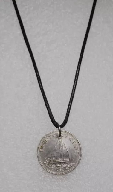 Coin Necklace/Pendant - Bahamas - 25 Cents -Bahamian Sloop -Uniq gift