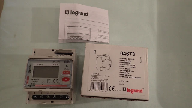 LEGRAND EMDX3 - Compteur Modulaire Triphasé Non Mid Raccordement Direct 63a Avec Sortie A Impulsions 412090