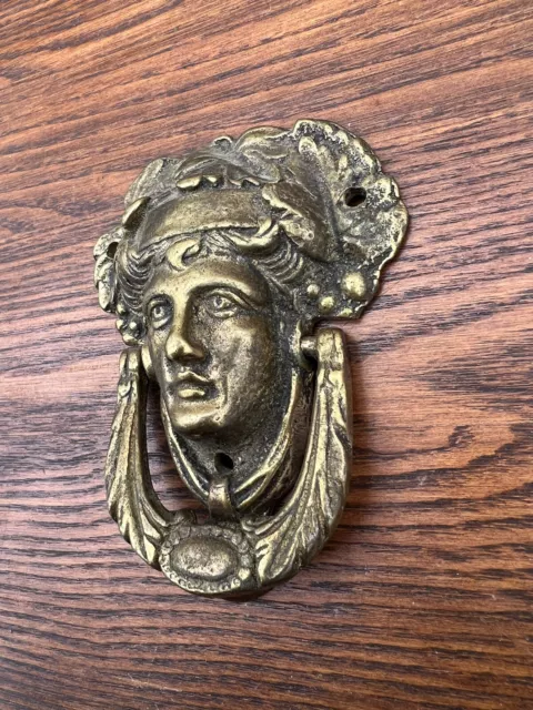 Antique Victorian Medusa Brass Door Knocker 2