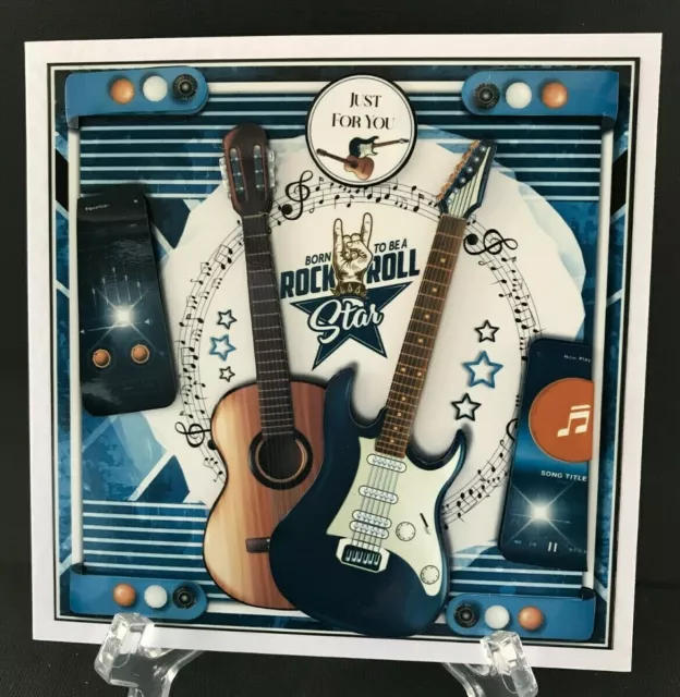 Guitar Rock and Roll Music Handmade 3D Birthday Card Male