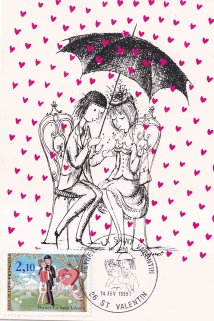 Carte postale 1er Jour timbre 1985 SAINT VALENTIN AMOUREUX DE PEYNET AMOUR 1