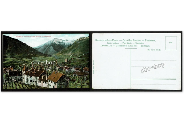 1 AK ANSICHTSKARTE CARTOLINA MERAN OBERMAIS MIT SCHLOSS ROSENSTEIN MERANO (i1673