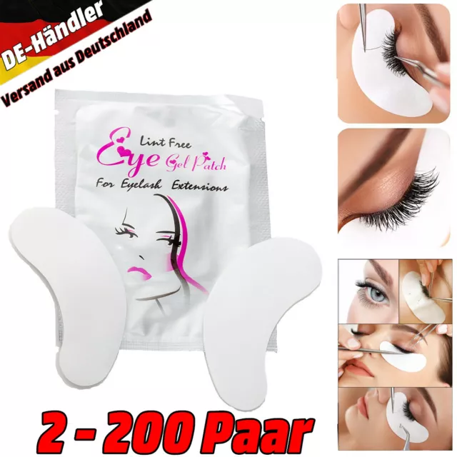 200 Paar Augenpads Wimpernverlängerung Augen Gel Pads Hydrogel Eyepads fußelfrei