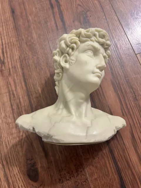 Vintage Decoline Michaelangelo’s David 7" Bust Statue Resin Detailed Art Deco