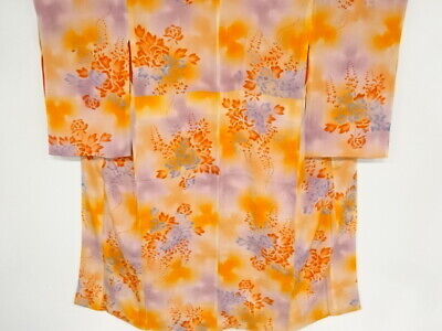 71552# Japanese Kimono / Antique Juban / Kinsha / Peony
