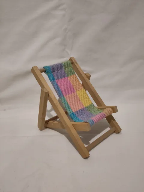 Miniature Deck Chair - Wooden Mini Lounger Chair Beach Chair For Dolls