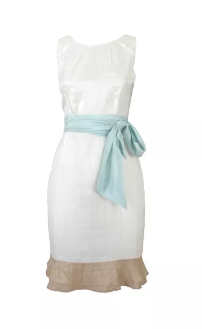 NEW 100% Habotai Silk Dress by Marmalade Ivory, Aqua & Fawn dress UK 10 RRP £165