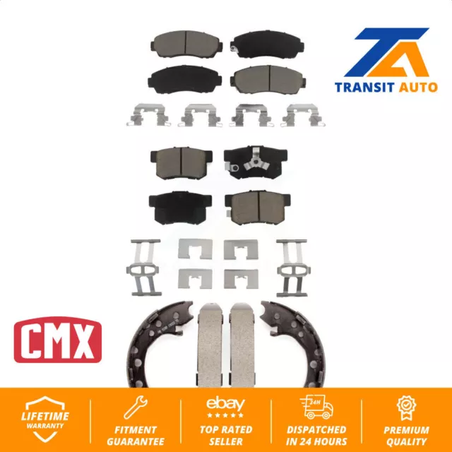 Front Rear Ceramic Brake Pads And Parking Shoes Kit For Honda CR-V Acura RDX
