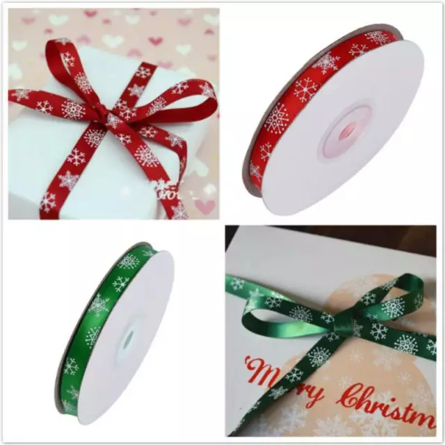 Christmas Grosgrain Package Ribbon Roll Yard for Gift Wrapping Xmas Decor SH