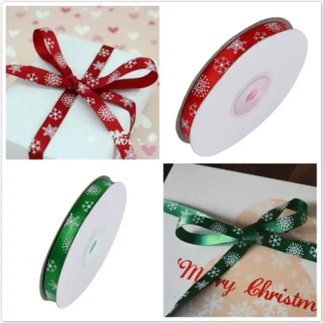 Christmas Grosgrain Package Ribbon Roll Yard for Xmas Gift Wrapping Decor Rope T