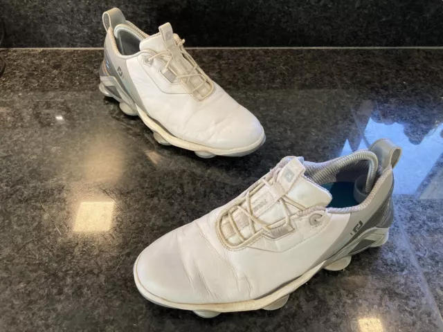 FootJoy Tour Alpha Golf Shoes Mens White Spiked Premium Medium Fit. Size 8M