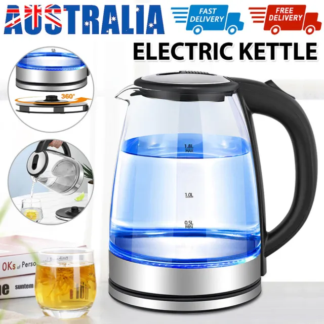 2L Glass Cordless Electric Kettle Dual Wall LED Water Maker Jug Stainless Steel