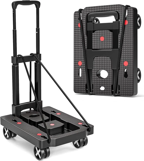 Folding Hand Truck Dolly, Yolid Foldable Luggage Cart with 360° Rotate Wheels An