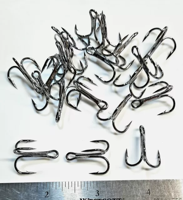 25ct SIZE 4 Treble Hooks * BLACK NICKEL * Fishing - SUPER SHARP!