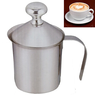 500 ml Marannashop® Sbattitore Schiuma Latte caffè Cappuccino Montalatte Acciaio Bricco Shaker Pentolino 500 Ml 1 Litro Cucina Colazione con Coperchio Manico 3142 