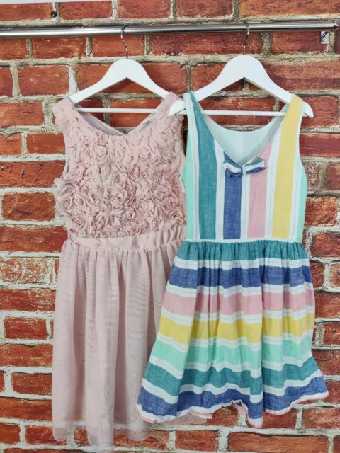 Girls Bundle Age 8-9 Years M&S H&M Summer Dress Set Pink Stripe Occasion 134Cm