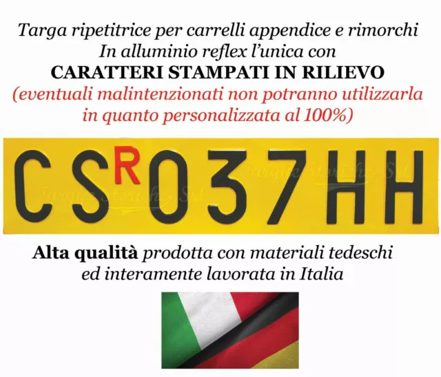 TARGA RIPETITRICE PER rimorchi rimorchio appendice in alluminio lettere  numeri EUR 28,90 - PicClick IT