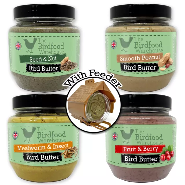 Premium Bird Butter Suet Jars, Peanut Butter for Wild Birds - Insect, Fruit Food