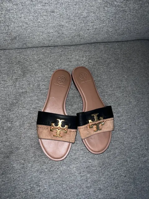 tory burch Brown And Black Sandals Size 5
