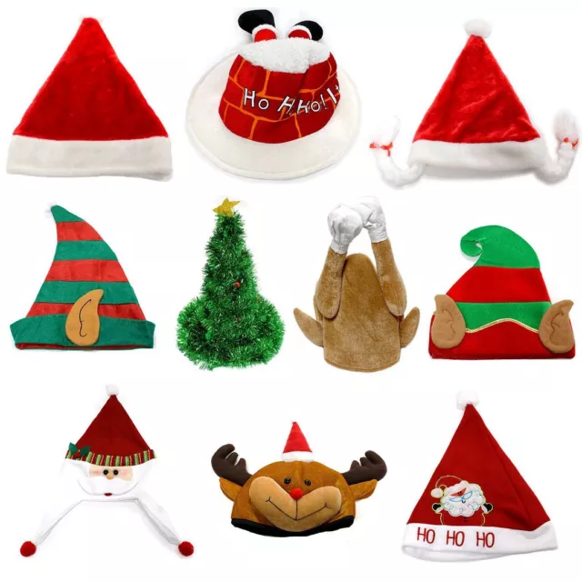 Novelty Adult Christmas Party Hats - Office Xmas Fancy Dress - Santa Elf Turkey
