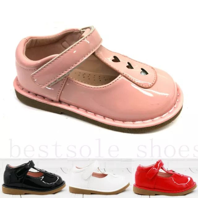 Kids Baby Infants Girls T-Bar Spanish Flat Wedding Party Patent Toddler Shoes