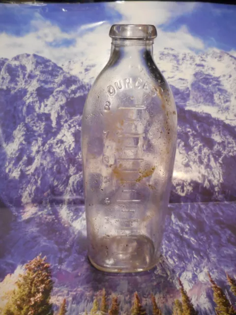 Antique Vintage Glass Bottle 8Oz Embossed Baby Feeding Medicine Hand Mold Blown