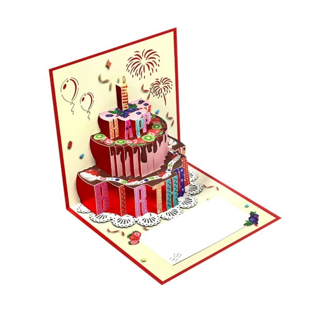 COLORFUL HAPPY BIRTHDAY Card Handcrafted 3D Cake Pop Up Card Women EUR ...