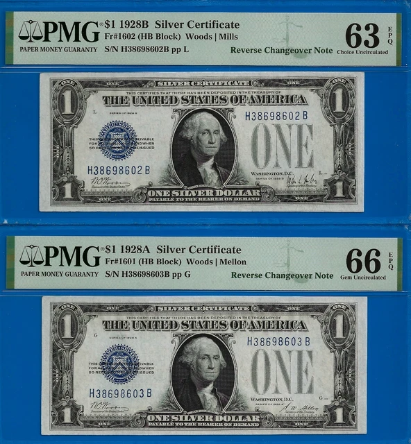 TOP POP✅1928-B/1928-A $1 S/C ((Finest Known 🔴 Reverse Changeover)) PMG 66,63EPQ