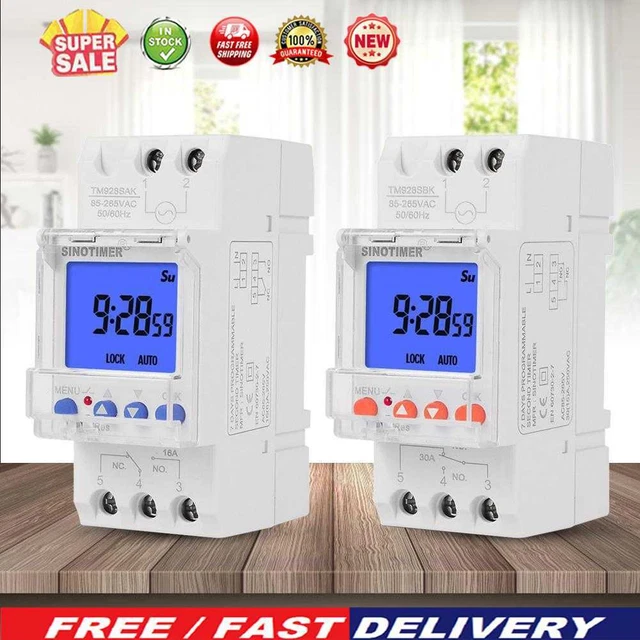 DIN Rail relè orario interruttore timer programmabile settimanale con LCD AC 85-265V retroilluminato