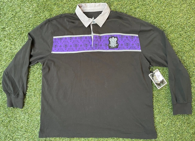 Disney Parks THE HAUNTED MANSION Adult XL Rugby Long Sleeve Polo Shirt Top NWT!