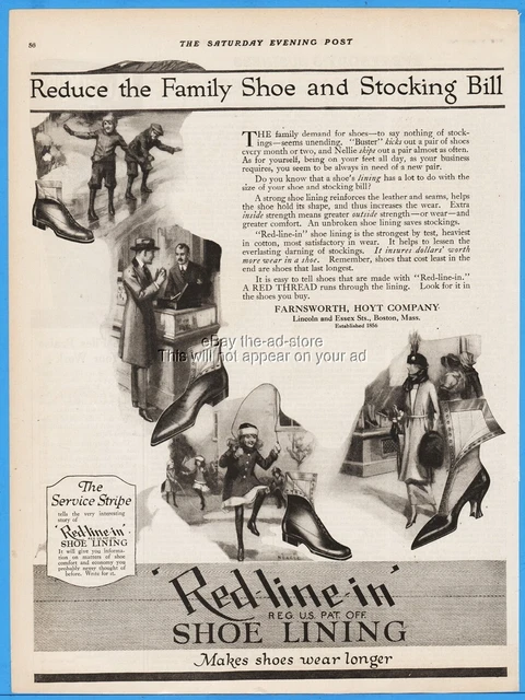 1920 Fransworth Hoyt Co Boston MA Family Leather Shoe Lining Fashion Style Ad