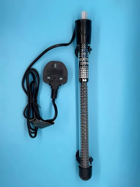 200 Watt AQUARIUM FISH TANK HEATER SUBMERSIBLE Large Tanks upto 200 Litres 200W 3