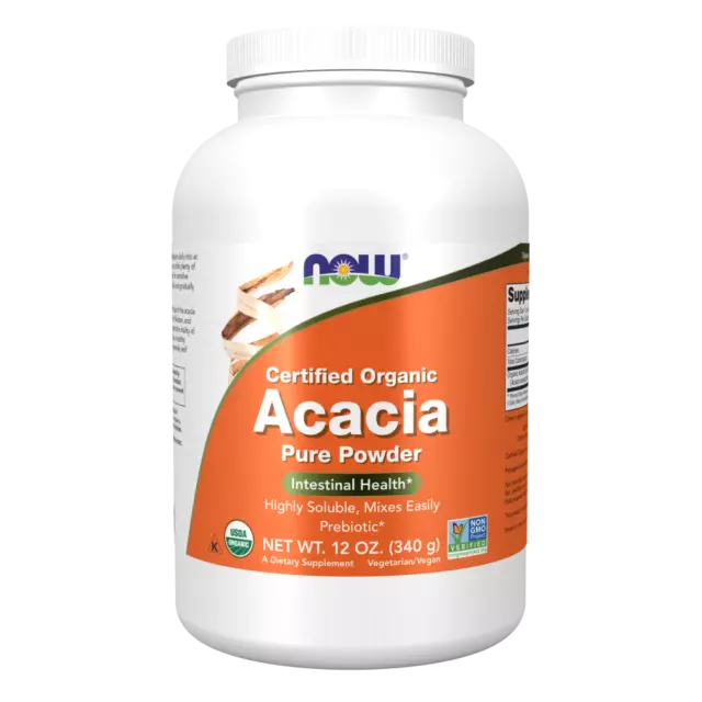 Now - Acacia Fiber Organic Pure Powder, 340g (12 oz), Intestinal Health