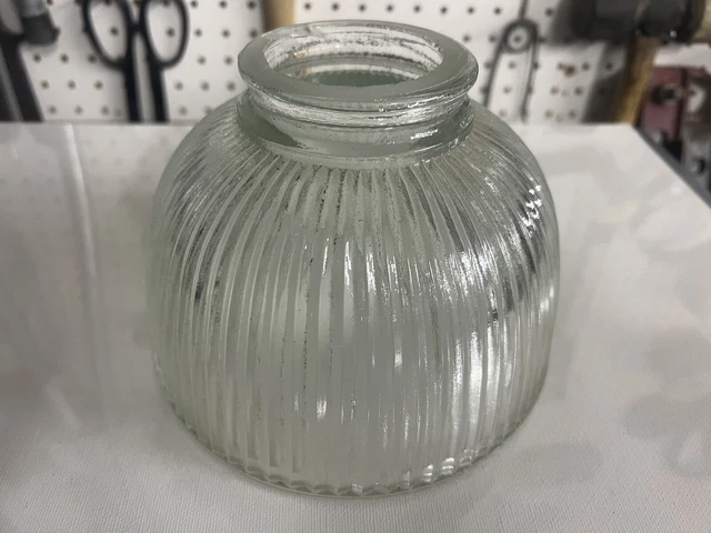Vintage MCM glass shade clear ribbed shade replacement lamp parts sconce pendant