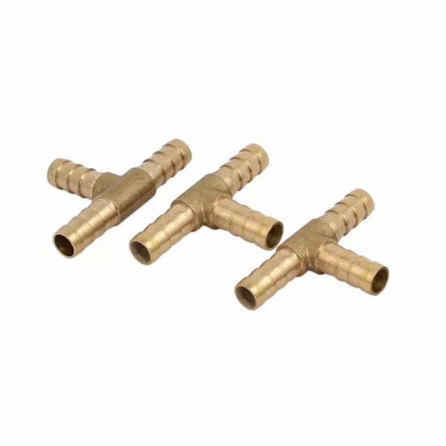 3 way T Brass Hose Joiner Barbed Connector Air Fuel Water Pipe Tubing