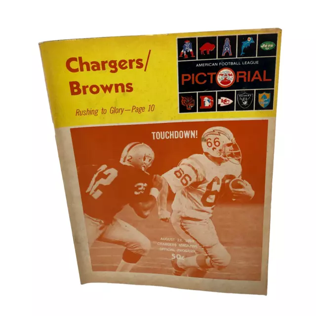 VTG  San Diego Chargers vs Cleveland Browns Program AFL August 23, 1969 Stadium