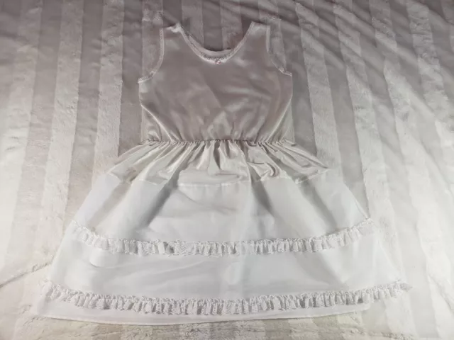 Vintage Basic Image Girls White Nylon Lace Trim Lined Layered Slip Made in USA 8