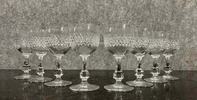 Baccarat : série de 8 verres a porto en cristal service Lucullus vers 1970 (B)