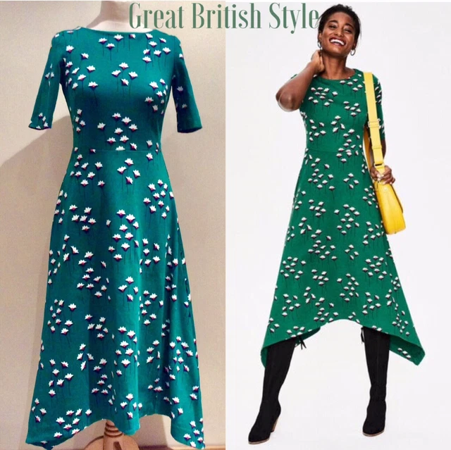 BODEN DRESS Green Floral Size 8 L Leonie Ponte Midi 64.00 PicClick UK