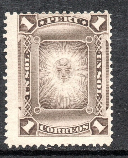 Peru, Sello De 1 Sol, Sin Circular, Bisagra, Sin Goma, Dentado Muy Desplazado