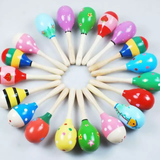 10/20x Musical Educational Toys Wooden Toy for Baby Kids Maracas Rattles Shakers 2