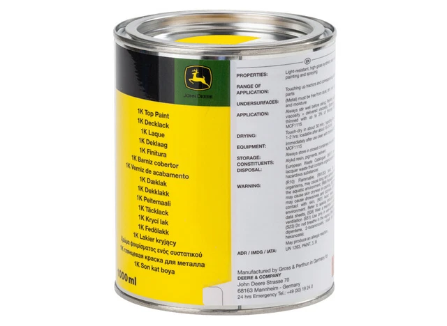 Vernice John Deere Deck 1000ml 1 litro verde giallo colore MCF23 trattore trekker