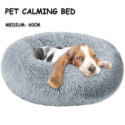 Donut Dog Bed Pet Cat Calming Comfy Shag Fluffy Warm Bed Nest Mattress Donut Pad